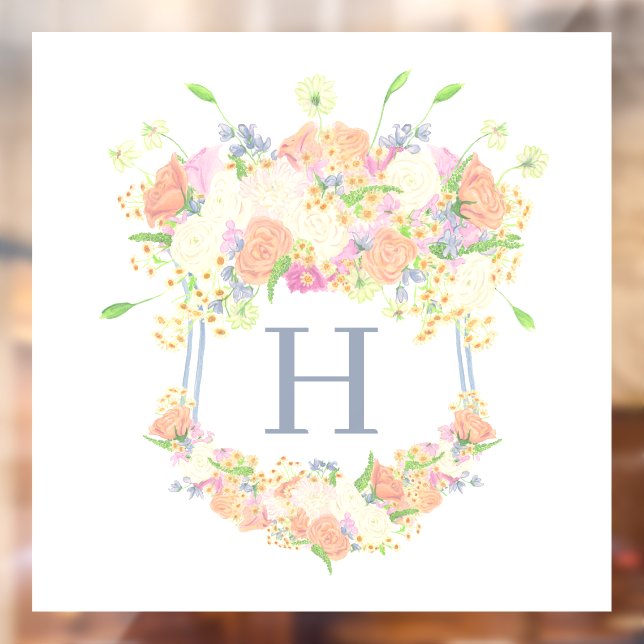 Watercolor Floral Garden Party Crest Window Cling (Sheet 2)