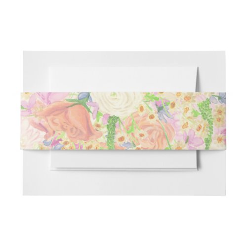 Watercolor Floral Garden Party Invitation Belly Band