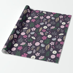 Watercolor Floral Garden Pattern Wrapping Paper
