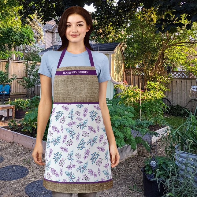 Watercolor Floral Garden Personalized Apron (Creator Uploaded)