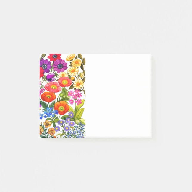 Watercolor Floral Garden Post It Notes (Front)
