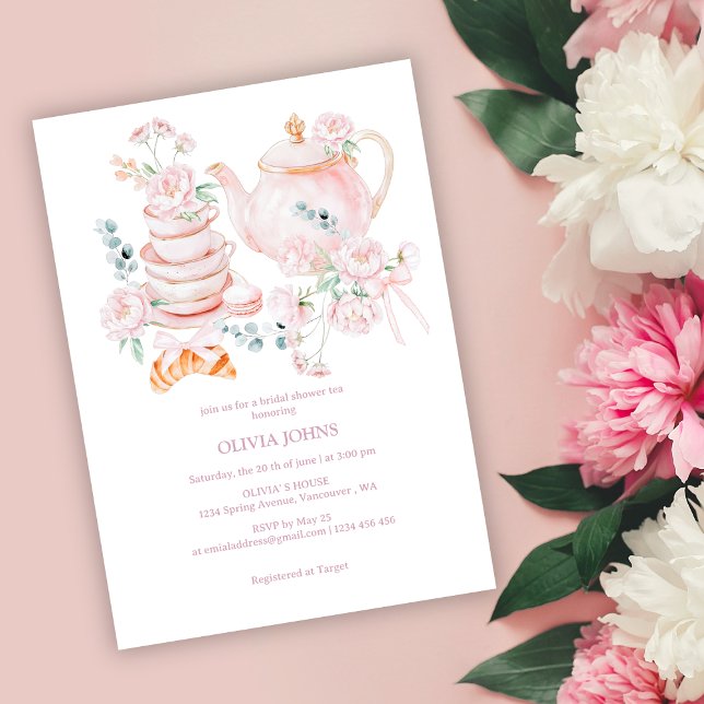 Watercolor Floral Garden Tea Party Bridal Shower  Invitation (Creator Uploaded)