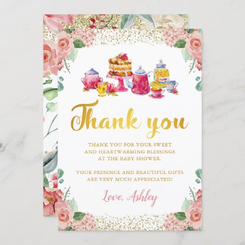 Watercolor Floral Garden Tea Party Thank You Card