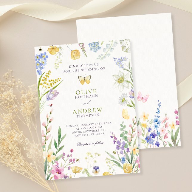Watercolor floral garden wedding  invitation (Creator Uploaded)