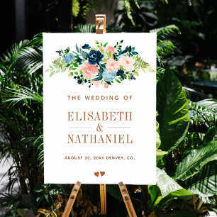Watercolor floral garden wedding welcome sign
