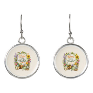 Watercolor Floral Gardening Inspirational Design Earrings