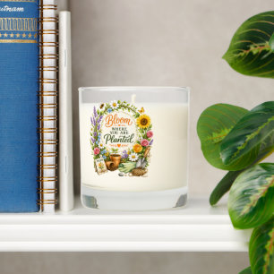 Watercolor Floral Gardening Inspirational Design Scented Candle