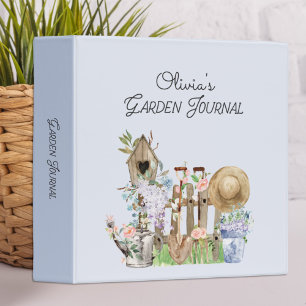 Watercolor Floral Gardening Tools Garden Journal 3 Ring Binder