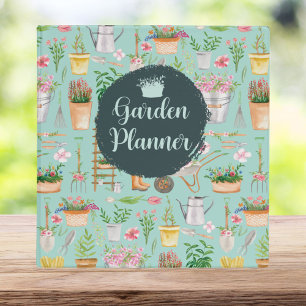 Watercolor Floral Gardening Tools Garden Planner 3 Ring Binder