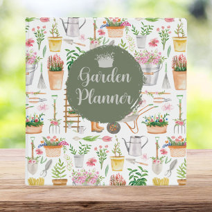 Watercolor Floral Gardening Tools Garden Planner 3 Ring Binder