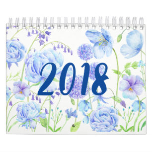 Watercolor Floral Gardens Calendar 2018