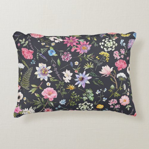 Watercolor Floral Gentle Summer Pattern Accent Pillow