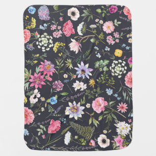 Watercolor Floral: Gentle Summer Pattern. Baby Blanket