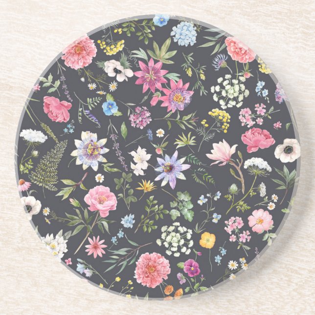 Watercolor Floral: Gentle Summer Pattern. Coaster (Front)