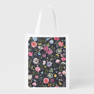 Watercolor Floral: Gentle Summer Pattern. Grocery Bag