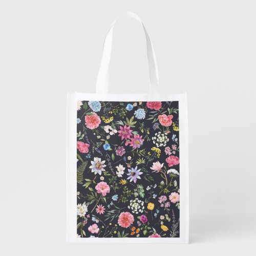 Watercolor Floral Gentle Summer Pattern Grocery Bag