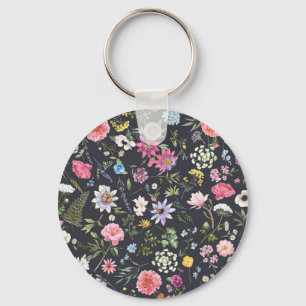 Watercolor Floral: Gentle Summer Pattern. Keychain