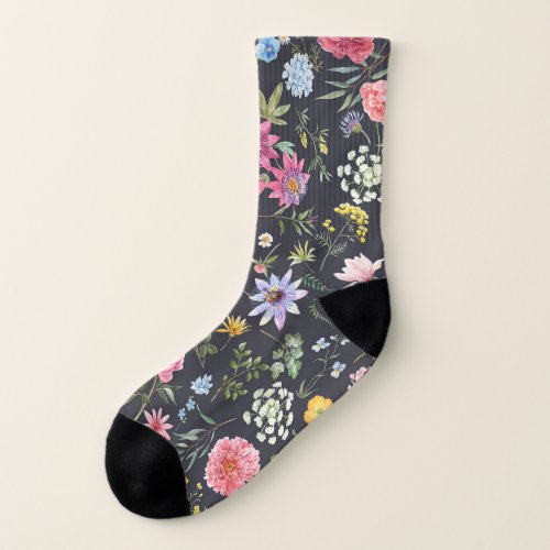 Watercolor Floral Gentle Summer Pattern Socks