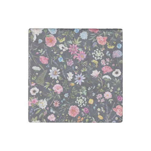Watercolor Floral Gentle Summer Pattern Stone Magnet