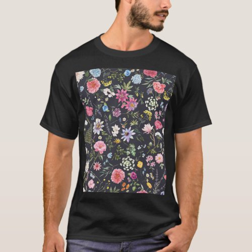 Watercolor Floral Gentle Summer Pattern T_Shirt
