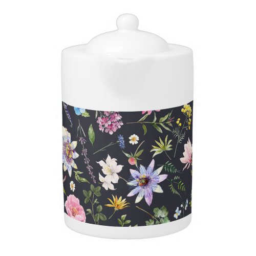 Watercolor Floral Gentle Summer Pattern Teapot