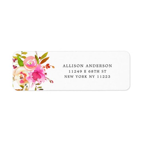 Watercolor Floral GIRL baby shower return address Label