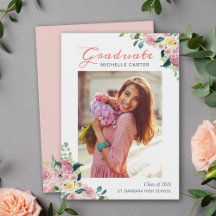 Watercolor Floral Girl Graduate Photo Graduation