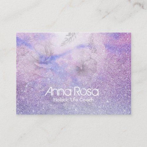  Watercolor Floral Glitter Lavender Magenta Business Card