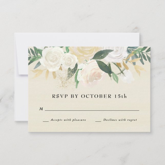 Watercolor Floral + Gold Accent RSVP Card (Front)