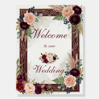 Watercolor Floral Gold Art Deco Border Foam Board