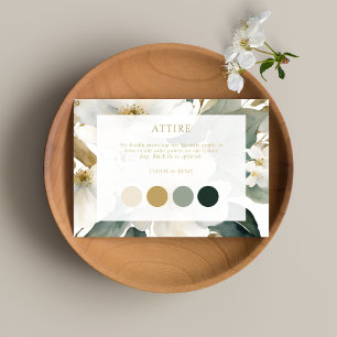 Watercolor Floral Gold Foliage Wedding Attire Card