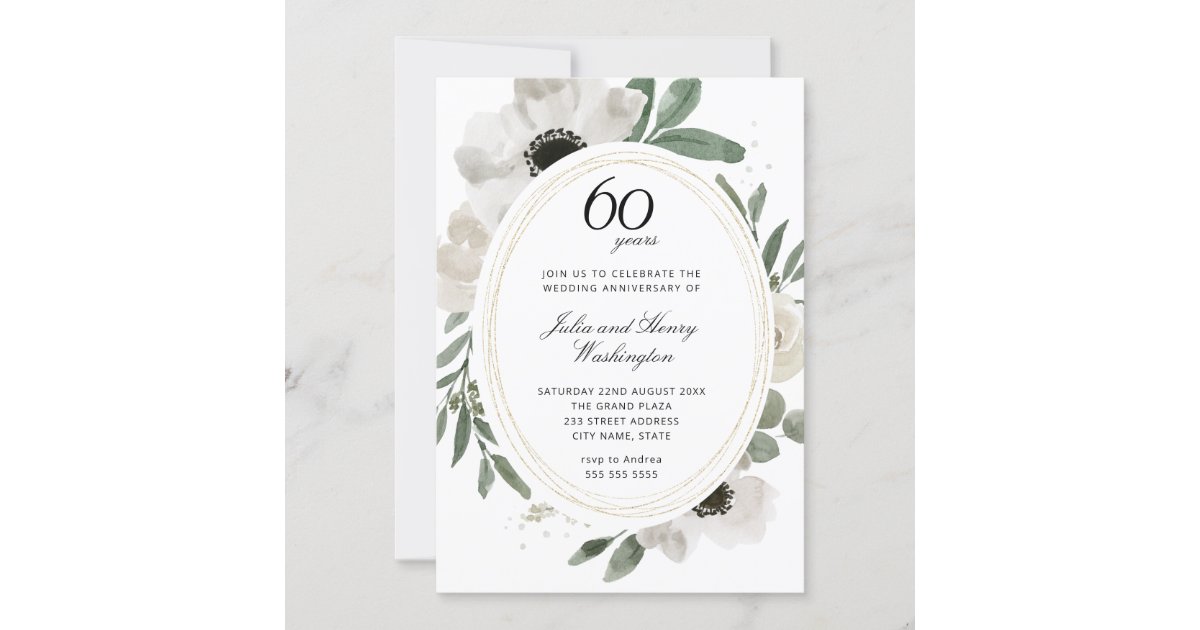 Navy Diamond 60th Wedding Anniversary Invitations