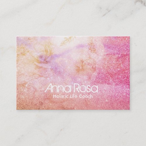 Watercolor Floral Gold Lavender Peach  Glitter Business Card