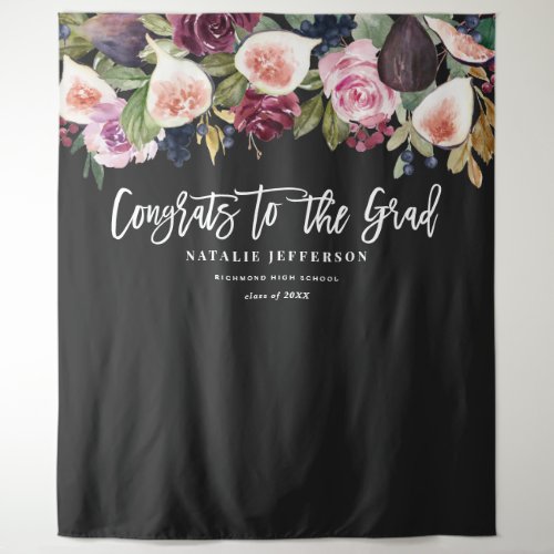 Watercolor floral graduate congratulations banner tapestry