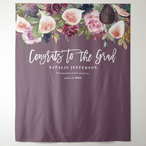 Watercolor floral graduate congratulations banner tapestry