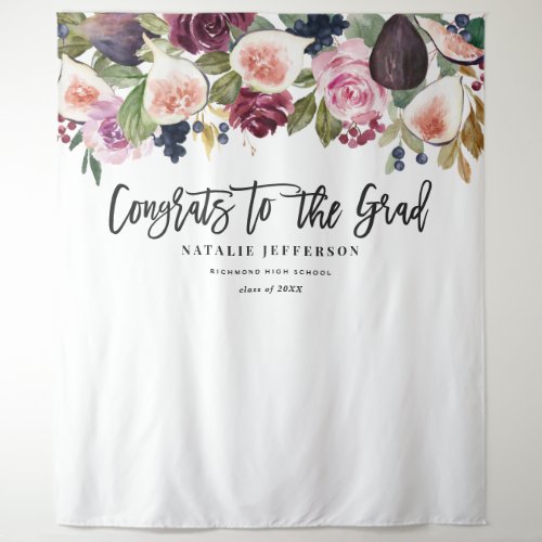 Watercolor floral graduate congratulations banner tapestry