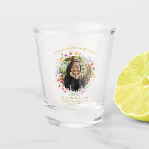 Watercolor Floral Graduation Party Favor Photo Shot Glass