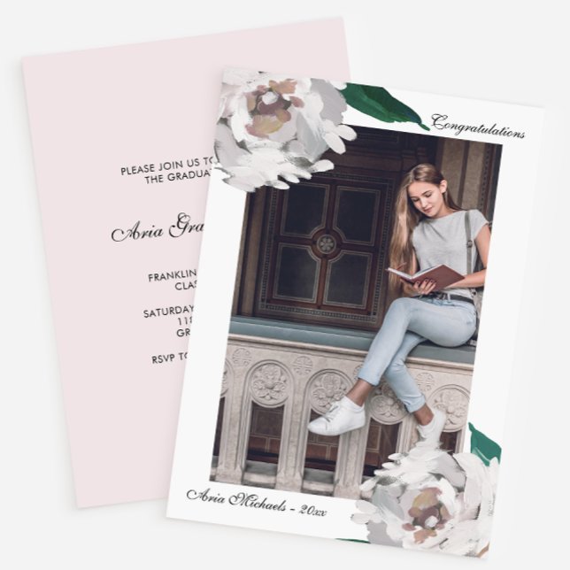 Watercolor Floral Graduation Party Invitation (Creator Uploaded)