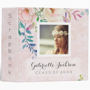 Watercolor Floral Graduation Scrapbook Photo Album Binder