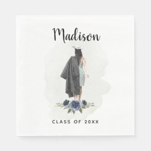 Watercolor Floral Graduation Your Name Grad Party Napkins
