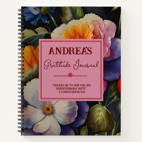 Watercolor Floral Gratitude Journal Notebook