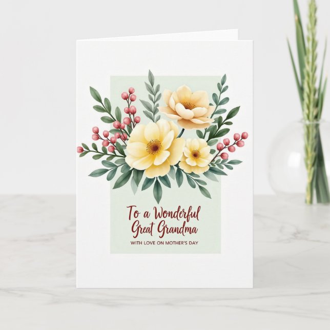 Watercolor Floral Great Grandma Card (Front)
