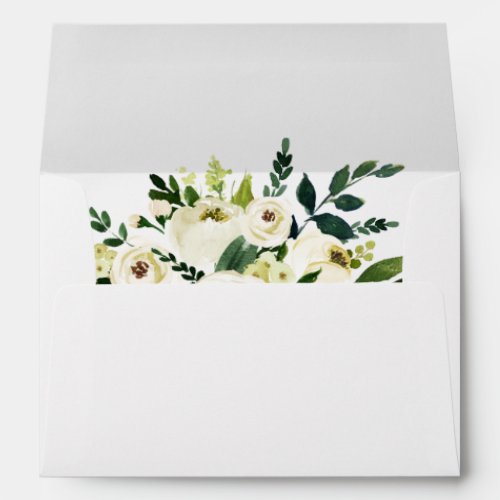 Watercolor Floral Green and White Envelope