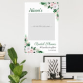 Watercolor Floral Green Bridal Shower Photo Prop Poster (Home Office)