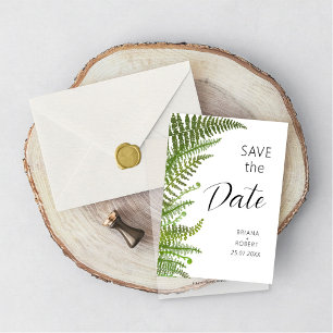 Watercolor floral green fern leaves invitation postcard