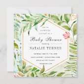 Watercolor Floral Green Foliage Baby Shower Invitation (Front)