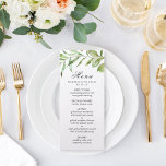 Watercolor Floral Green Foliage Wedding Menu Card<br><div class="desc">An elegant wedding menu card featuring watercolor wild green foliage with pink flowers. It will be perfect for spring weddings,  summer weddings,  beach weddings and similar events. For more advanced customization of this design,  Please click the "Customize" button above! Matching items are also available.</div>