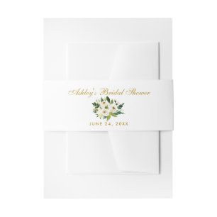 Watercolor Floral Green Gold Bridal Shower Invitation Belly Band