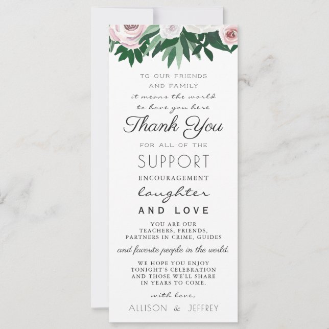Watercolor Floral Green Place Setting Thank You Invitation (Front)