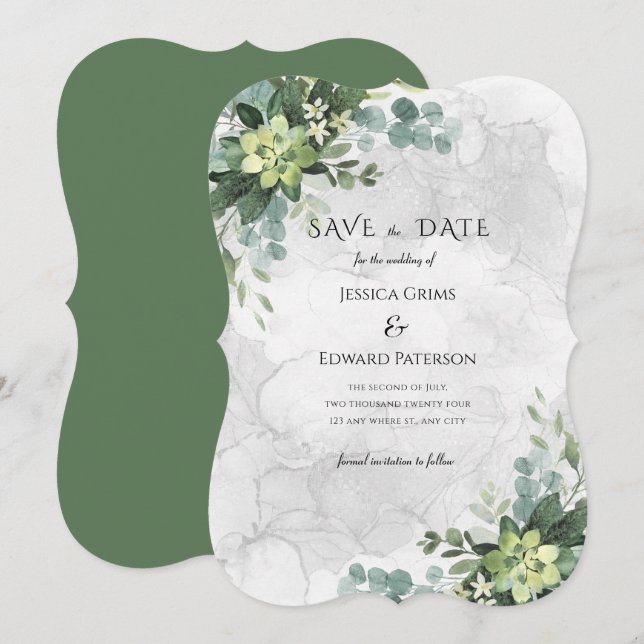 Watercolor Floral Green Romantic Sophisticated  (Front/Back)